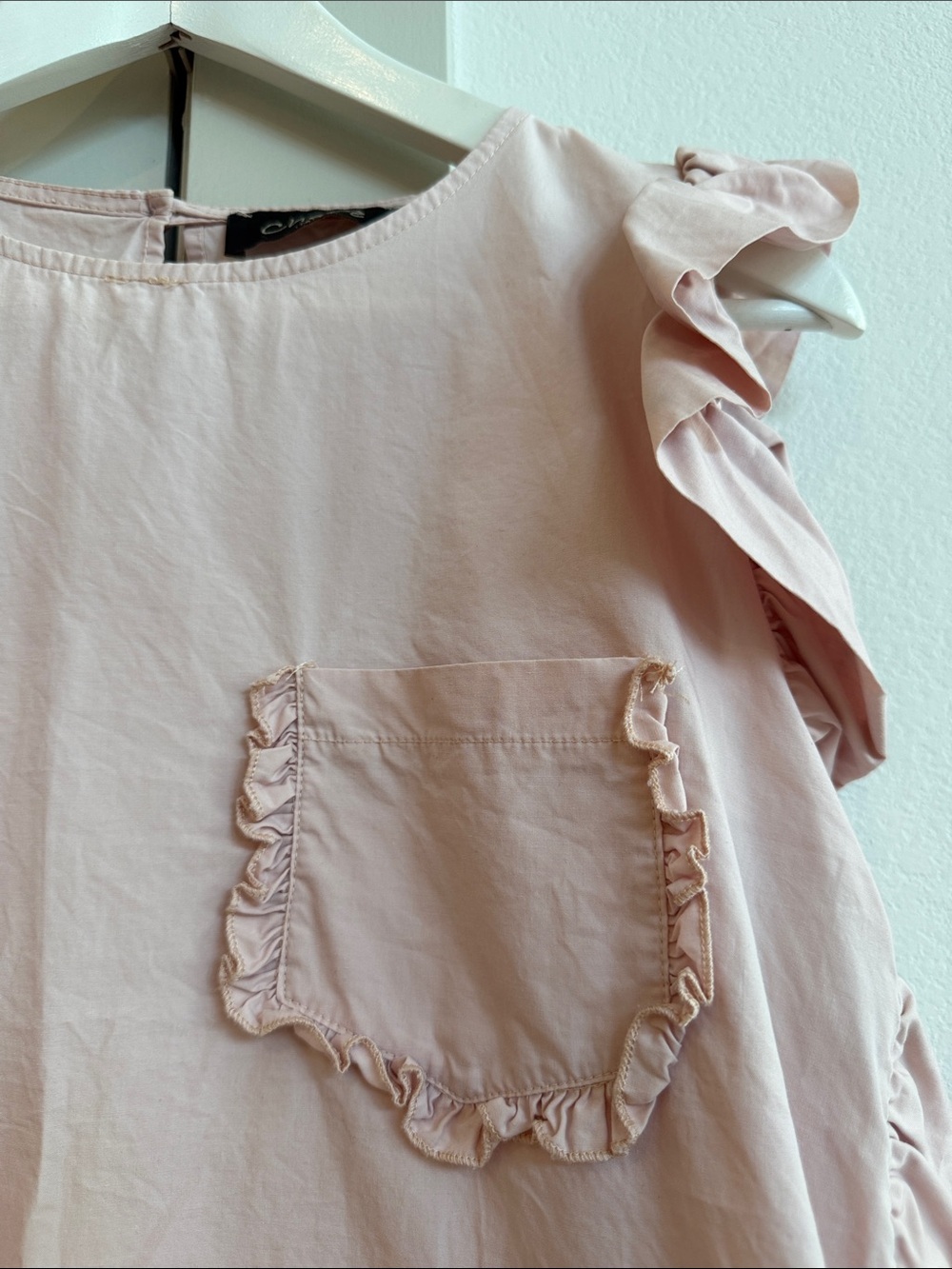Chinto Pale Pink Ruffle Sleeve Cotton Top Size Small - Made In Italy 🇮🇹 - Picture 2 of 8